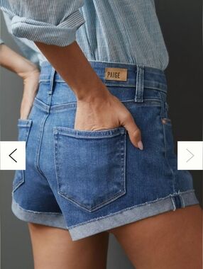 PAIGE Medium Blue Denim Cuffed Women's Shorts Paige Jimmy Jimmy Denim Size 25